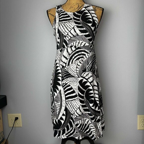 Athleta Santorini High Neck Zuma Printed Black and White Medium Sun Dress - Picture 1 of 6